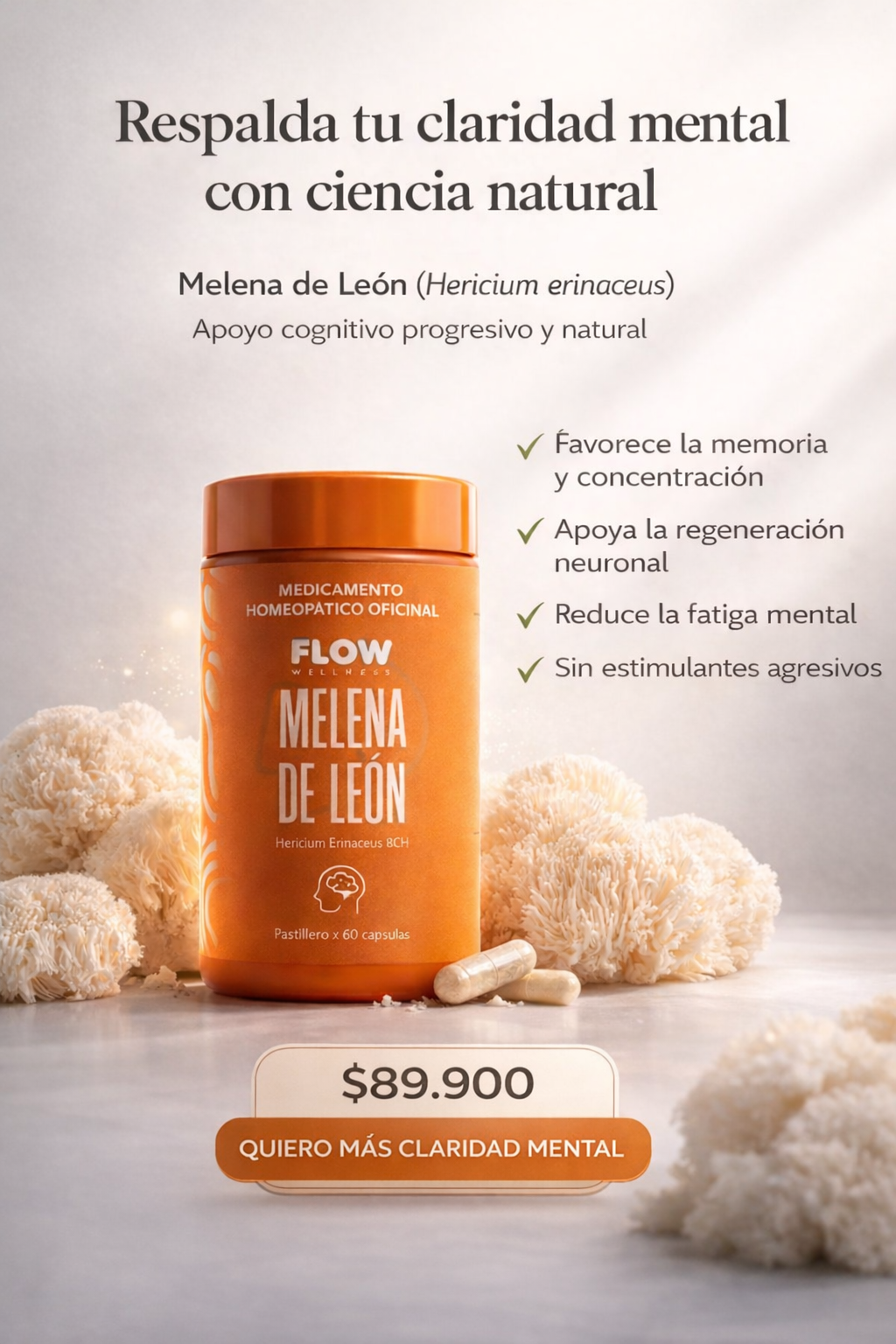 Flow Melena de León™ – Claridad Mental Natural