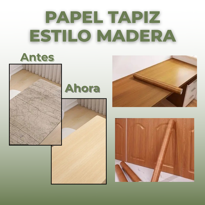 Papel tapiz de madera autoadhesivo de vinilo (5mts de largo x 60cmts de ancho)