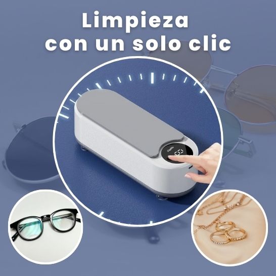 Limpiador Ultrasónico Portátil para Gafas, Joyas y Relojes – Recargable USB Tipo C – Limpieza 360° Profesional en Casa