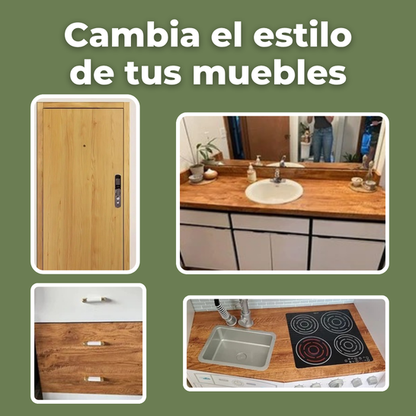 Papel tapiz de madera autoadhesivo de vinilo (5mts de largo x 60cmts de ancho)