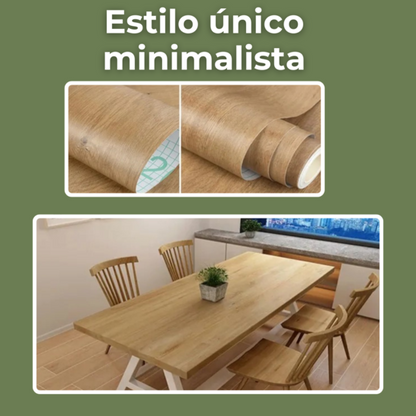 Papel tapiz de madera autoadhesivo de vinilo (5mts de largo x 60cmts de ancho)