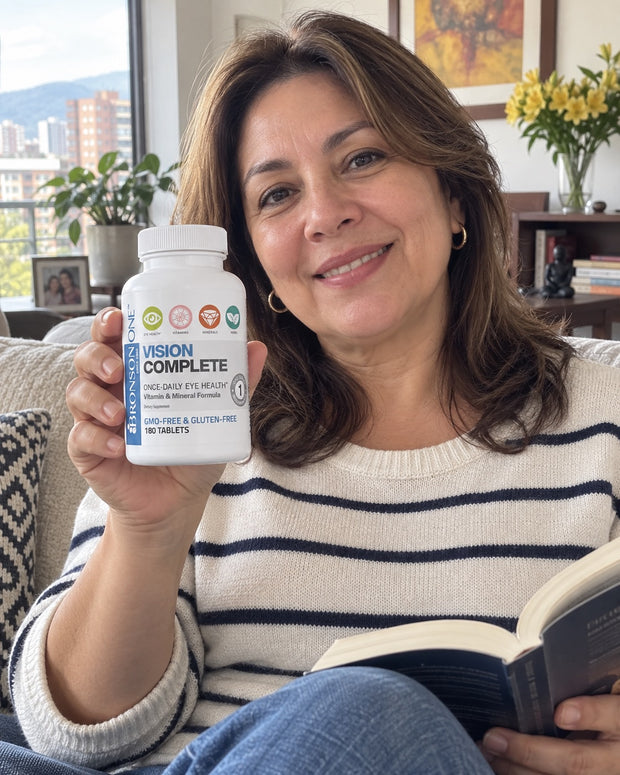 Mujer adulta mostrando Vision Complete en casa